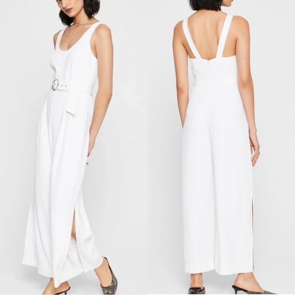 Club Monaco Belted Scoop Neck Jumpsuit Size 6 NWT Solid White